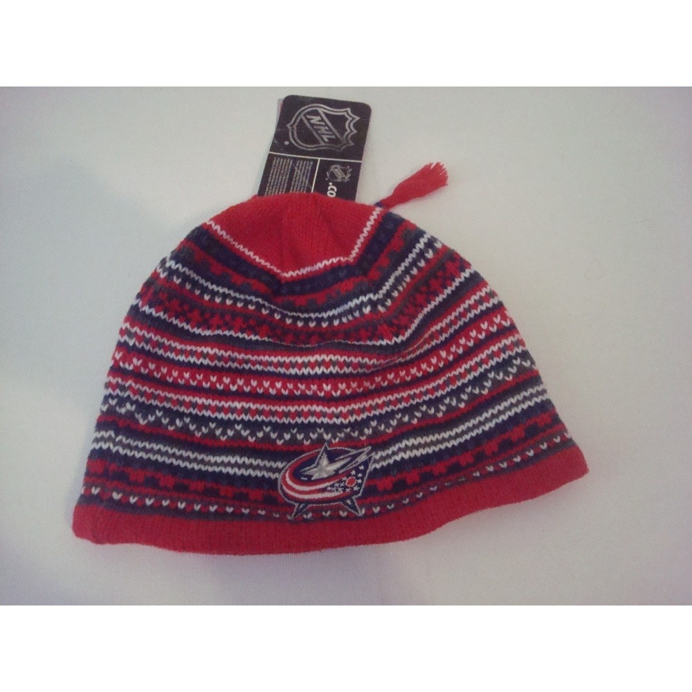 COLUMBUS BLUE JACKETS BEANIE KNIT TOBOGGAN HAT CAP VINTAGE DEADSTOCK st6